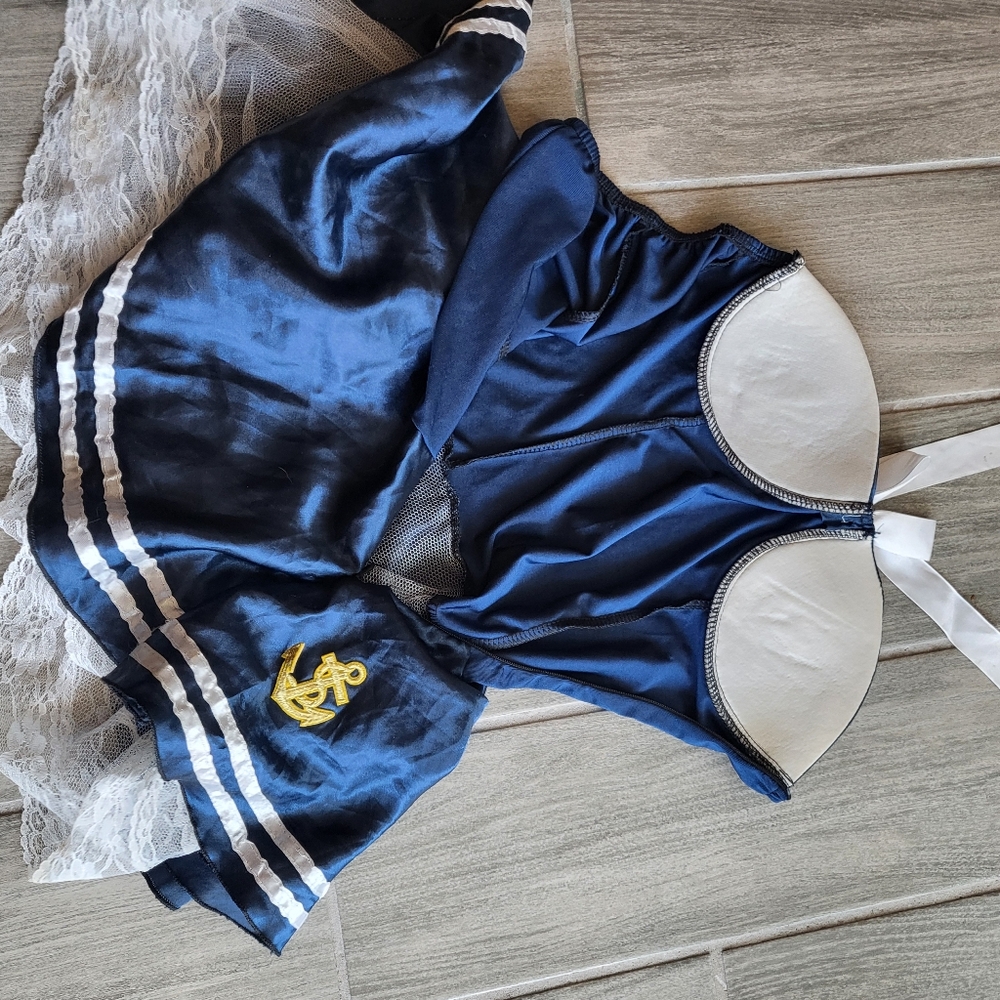 Sexy Sailor navy nautical pinup cosplay Halloween Costume blue - Picture 7 of 13